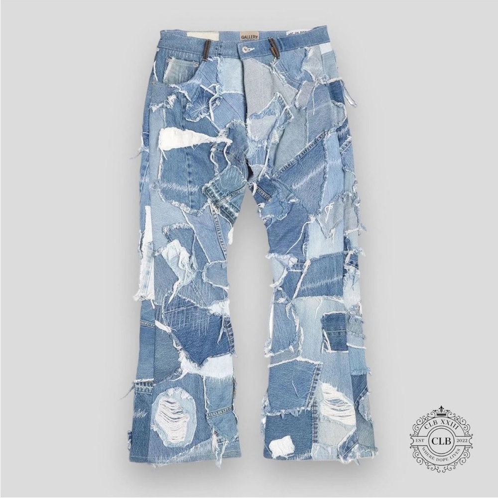 Gallery Dept Blue Patchwork Men Pants raper need Harvey size 30 31 32 33 43 36